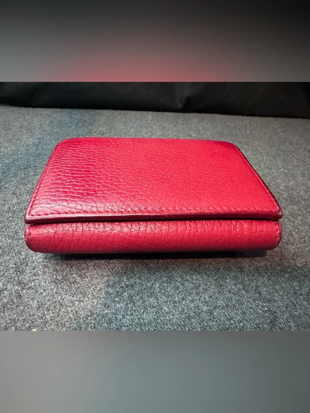 Gucci Compact Wallet Trifold Marmont Leather red